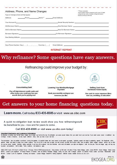 Relevé hypothécaire de la banque CIBC aux États , Unis en formats Word et PDF, 3 pages 3 template